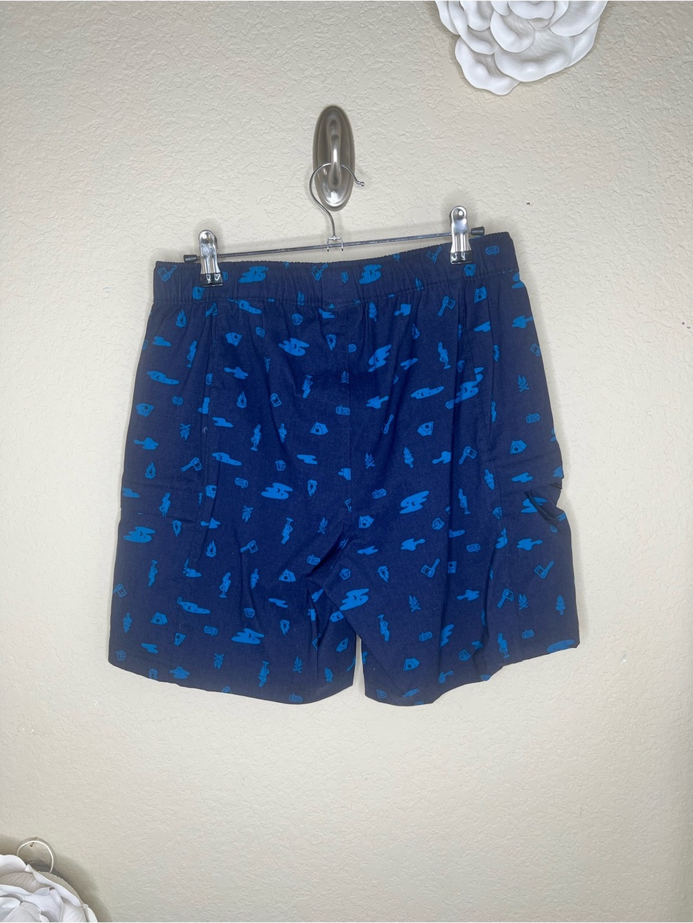 The North Face Class V Belted Shorts FlashDry Camp Print Blue NWT Size Small - Picture 9 of 13
